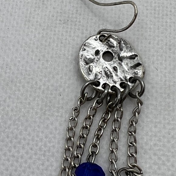 Silver Multi Color Bead Dangle Earrings - Picture 5 of 5